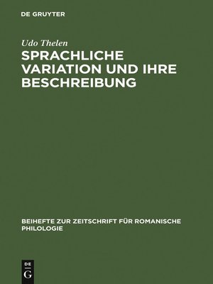 cover image of Sprachliche Variation und ihre Beschreibung